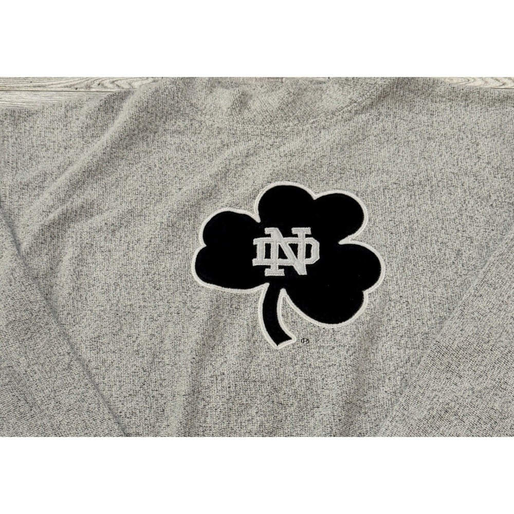 League Collegiate Outfitters Notre Dame Shamrock Sweatshirt Gray Mens Medium